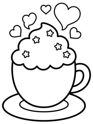 Desenho de Taza de Capuchino con Crema Chantilly para colorir e imprimir grátis