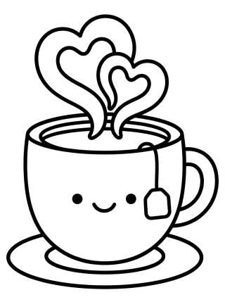 Desenho de Taza de Té Sonriente para colorir e imprimir grátis