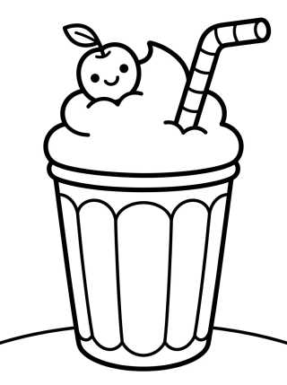 Desenho de Vaso de Batido de Leche Kawaii para colorir e imprimir grátis