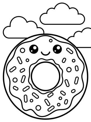 Desenho de Dona Sonriente com Cobertura para colorir e imprimir grátis