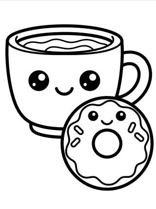 Coleção de desenhos para colorir: Cafetería y Dulces Kawaii