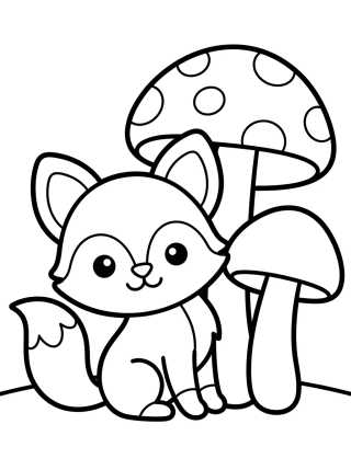 Desenho de Zorrito Lindo con Hongos para colorir e imprimir grátis