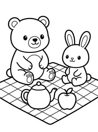 Desenho de Bobbie y el Conejito de Picnic para colorir e imprimir grátis
