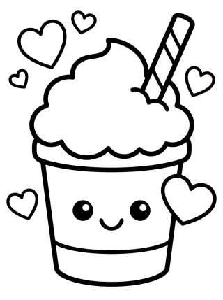 Desenho de Vaso de Café con Chantilly Kawaii para colorir e imprimir grátis