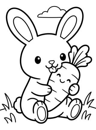 Desenho de Conejito Comiendo una Zanahoria para colorir e imprimir grátis