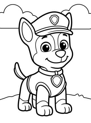 Desenho de Chase el Perro Policía Kawaii para Colorear para colorir e imprimir grátis