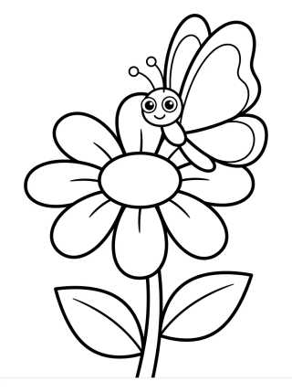 Desenho de Mariposa Kawaii Posada en la Margarita para colorir e imprimir grátis