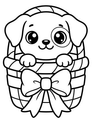 Desenho de Cachorrito en la Cesta para colorir e imprimir grátis