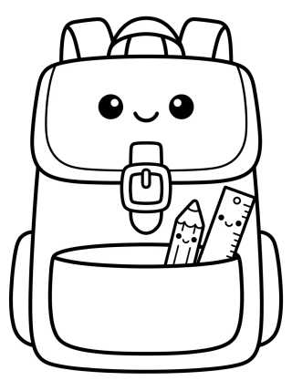 Desenho de Mochila Escolar Linda y Sonriente para colorir e imprimir grátis