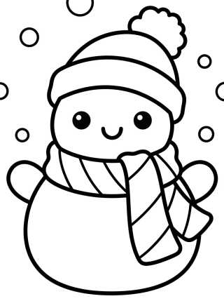Desenho de Muñeco de Nieve Tierno con Bufanda para colorir e imprimir grátis