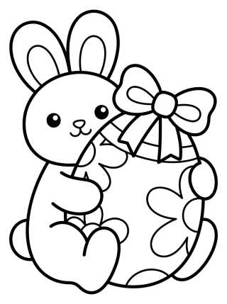 Desenho de Conejito de Pascua com Huevo Decorado para colorir e imprimir grátis