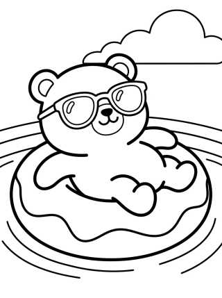 Desenho de Osito Tierno con Flotador de Dona para colorir e imprimir grátis