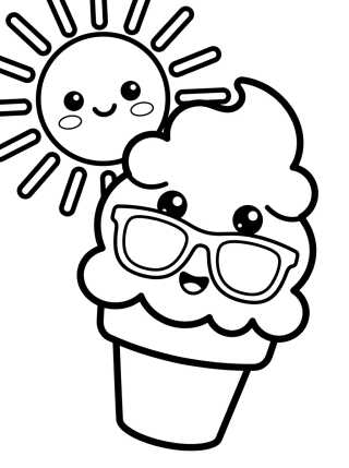Desenho de Helado Lindo de Verano para colorir e imprimir grátis