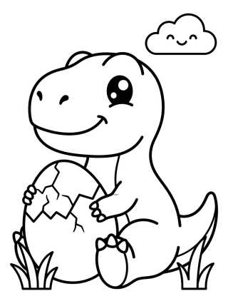 Desenho de Bebé T-Rex Sonriente para colorir e imprimir grátis