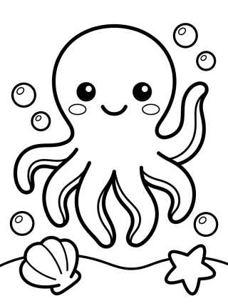 Desenho de Pulpo Tierno Sonriente para colorir e imprimir grátis