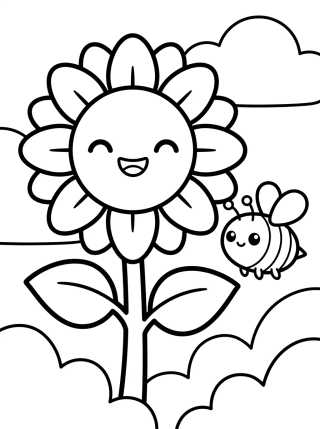 Desenho de Girasol Sonriente en el Jardín para colorir e imprimir grátis