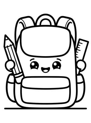 Desenho de Mochila Escolar Kawaii para colorir e imprimir grátis