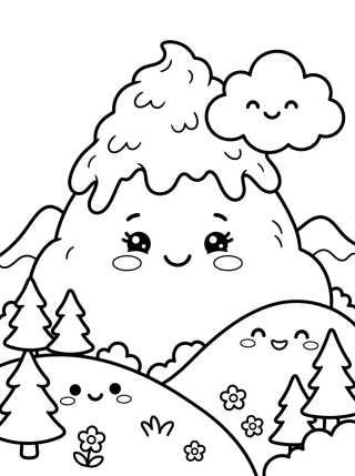 Desenho de Montaña Sonriente con Nieve para colorir e imprimir grátis