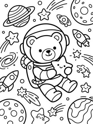 Desenho de Osito Astronauta en las Estrellas para colorir e imprimir grátis