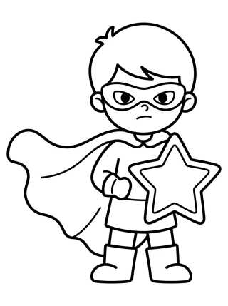 Desenho de Pequeño Superhéroe con Capa para colorir e imprimir grátis