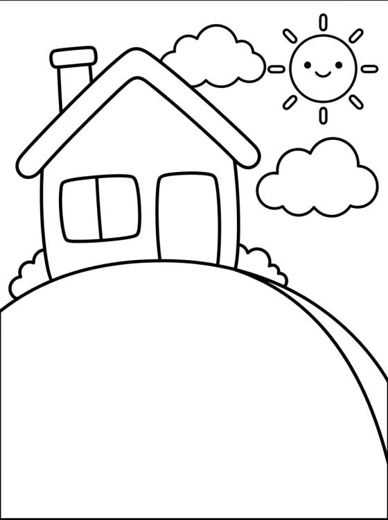 Desenho de La Casa de Peppa Pig en la Colina para colorir e imprimir grátis