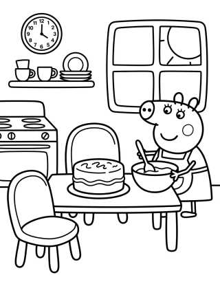 Desenho de Cocina de la Casa de Peppa Pig para colorir e imprimir grátis