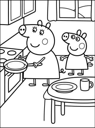 Desenho de Cocina de la Familia Pig para colorir e imprimir grátis