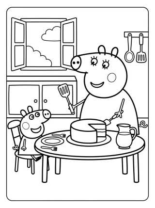 Desenho de Cocina de la Familia Pig para colorir e imprimir grátis