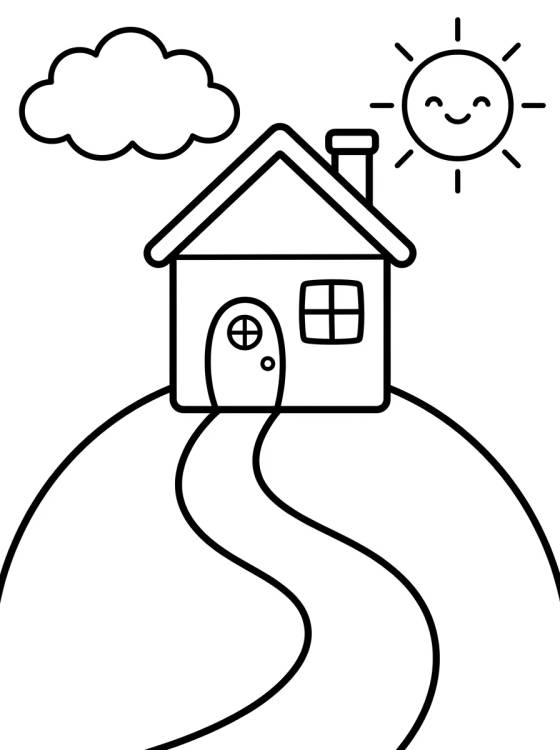 Desenho de Fachada de la Casa de Peppa en la Colina para colorir e imprimir grátis