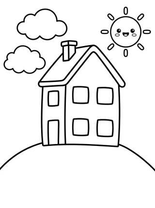 Desenho de Fachada de la Casa de Peppa en la Colina para colorir e imprimir grátis