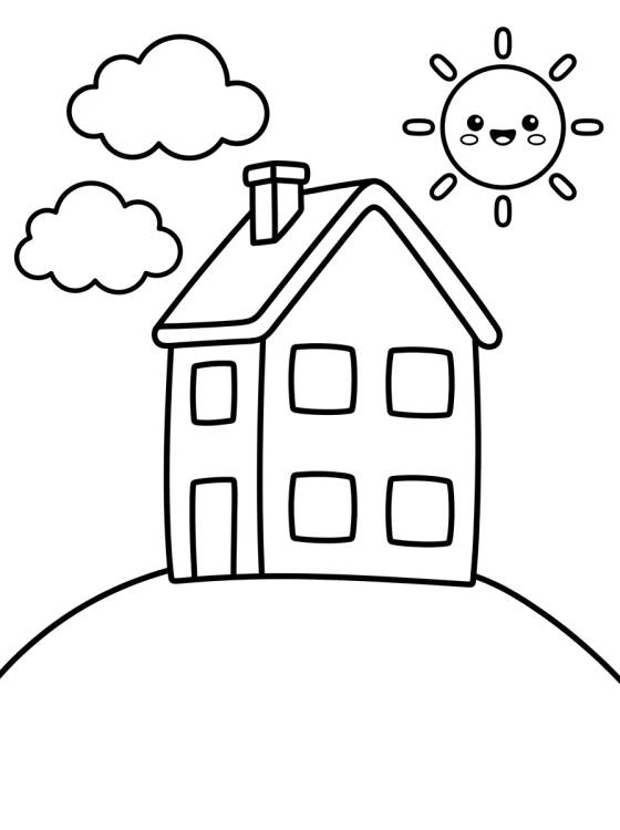 Desenho de Fachada de la Casa de Peppa en la Colina para colorir e imprimir grátis
