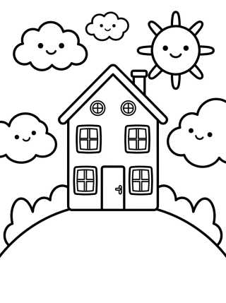 Desenho de Fachada de la Casa de Peppa Pig para colorir e imprimir grátis