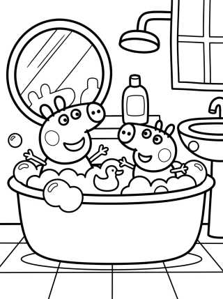 Desenho de Hora del Baño en la Casa de Peppa para colorir e imprimir grátis