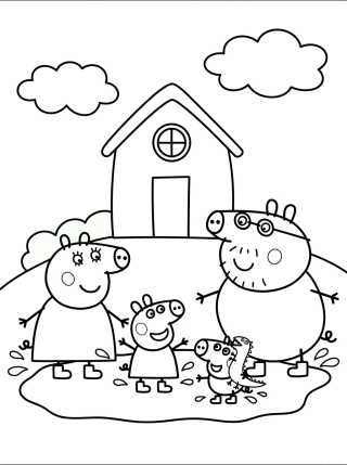 Desenho de Jardín de la Casa de Peppa con Charcos de Lodo para colorir e imprimir grátis