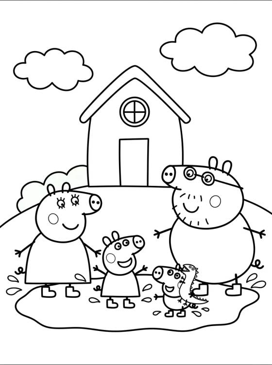 Desenho de Jardín de la Casa de Peppa con Charcos de Lodo para colorir e imprimir grátis
