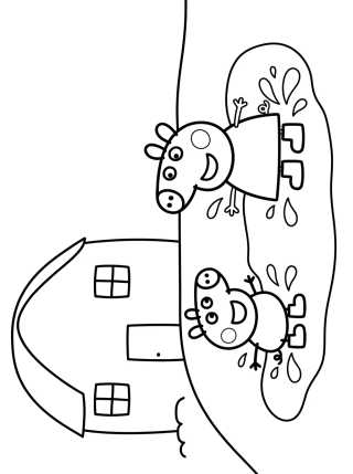 Desenho de Jardín de la Casa de Peppa con Charcos de Lodo para colorir e imprimir grátis