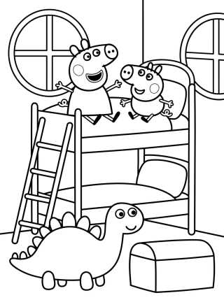 Desenho de Cuarto de Peppa y George con Litera para colorir e imprimir grátis