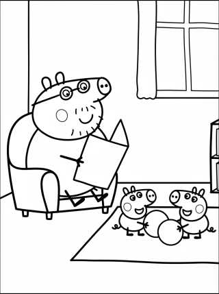 Desenho de Sala de la Casa de Peppa Pig para colorir e imprimir grátis