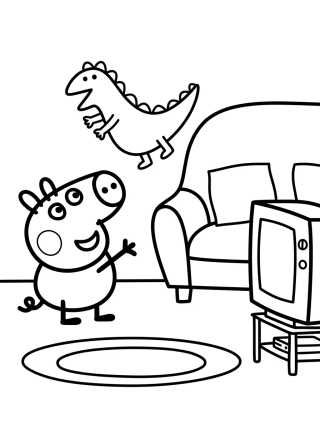 Desenho de Sala de la Casa de Peppa Pig para colorir e imprimir grátis