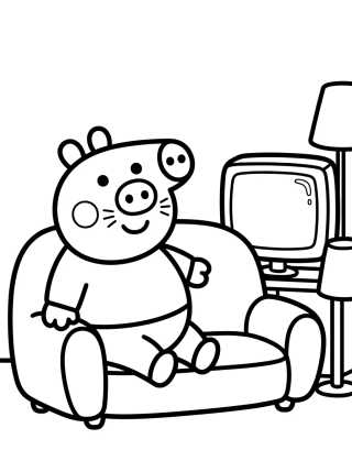 Desenho de Sala de la Casa de Peppa Pig para colorir e imprimir grátis