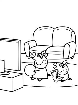 Desenho de Sala de la Casa de Peppa para colorir e imprimir grátis