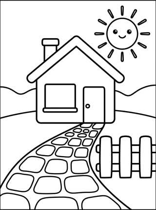 Desenho de Casita de Campo con Cerca de Madera para colorir e imprimir grátis