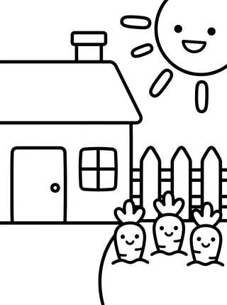 Desenho de Casita de Campo con Cerca y Huerto para colorir e imprimir grátis