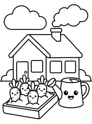 Desenho de Casa de Campo con Huerta Acogedora para colorir e imprimir grátis