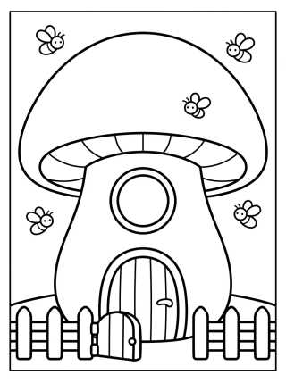 Desenho de Casita de Campo en el Hongo para colorir e imprimir grátis