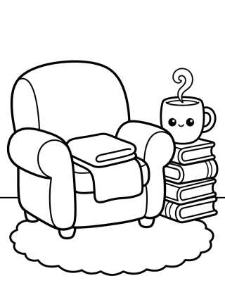 Desenho de Rincón de Lectura y Té para colorir e imprimir grátis
