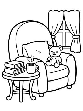 Desenho de Rincón de Lectura en el Sillón para colorir e imprimir grátis
