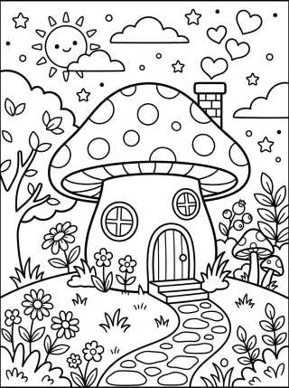 Desenho de Casita de Hongo Tierna para colorir e imprimir grátis