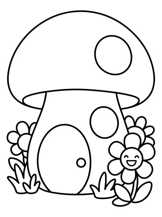 Desenho de Casita de Hongo en el Jardín para colorir e imprimir grátis