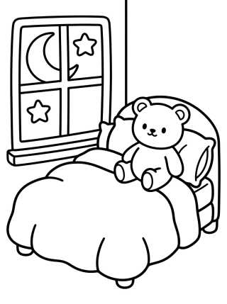 Desenho de Cuartito Lindo con Cama Calientita para colorir e imprimir grátis